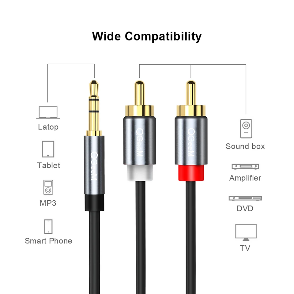 QGeeM RCA Cable 2RCA to 3.5 Au - đánh giá và giá Home Cinema Pc