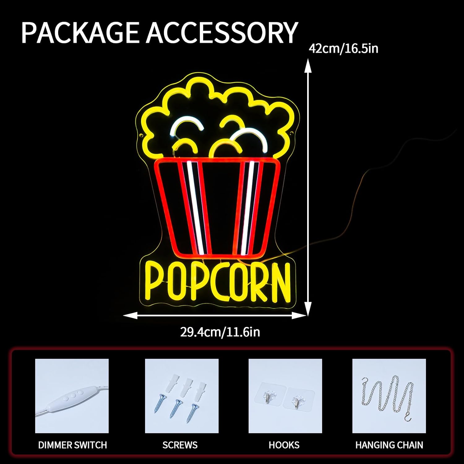 Popcorn Neon Sign Dimmable Foo - đánh giá và giá Home Cinema Food
