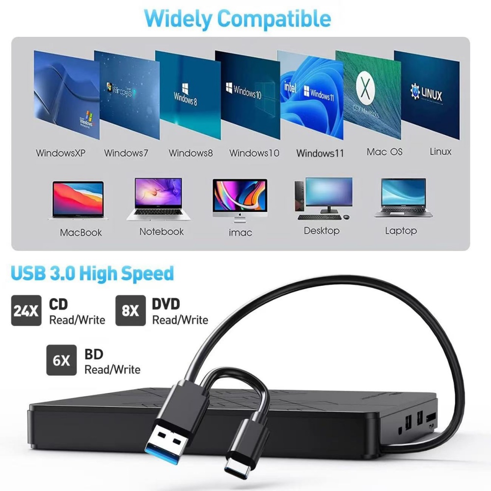 5-in-1 External Blu-ray Drive， - đánh giá và giá Blu Ray Disc Player