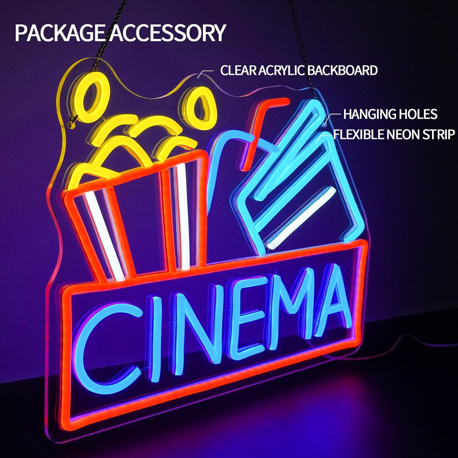 Popcorn Neon Sign Dimmable Foo - đánh giá và giá Home Cinema Food