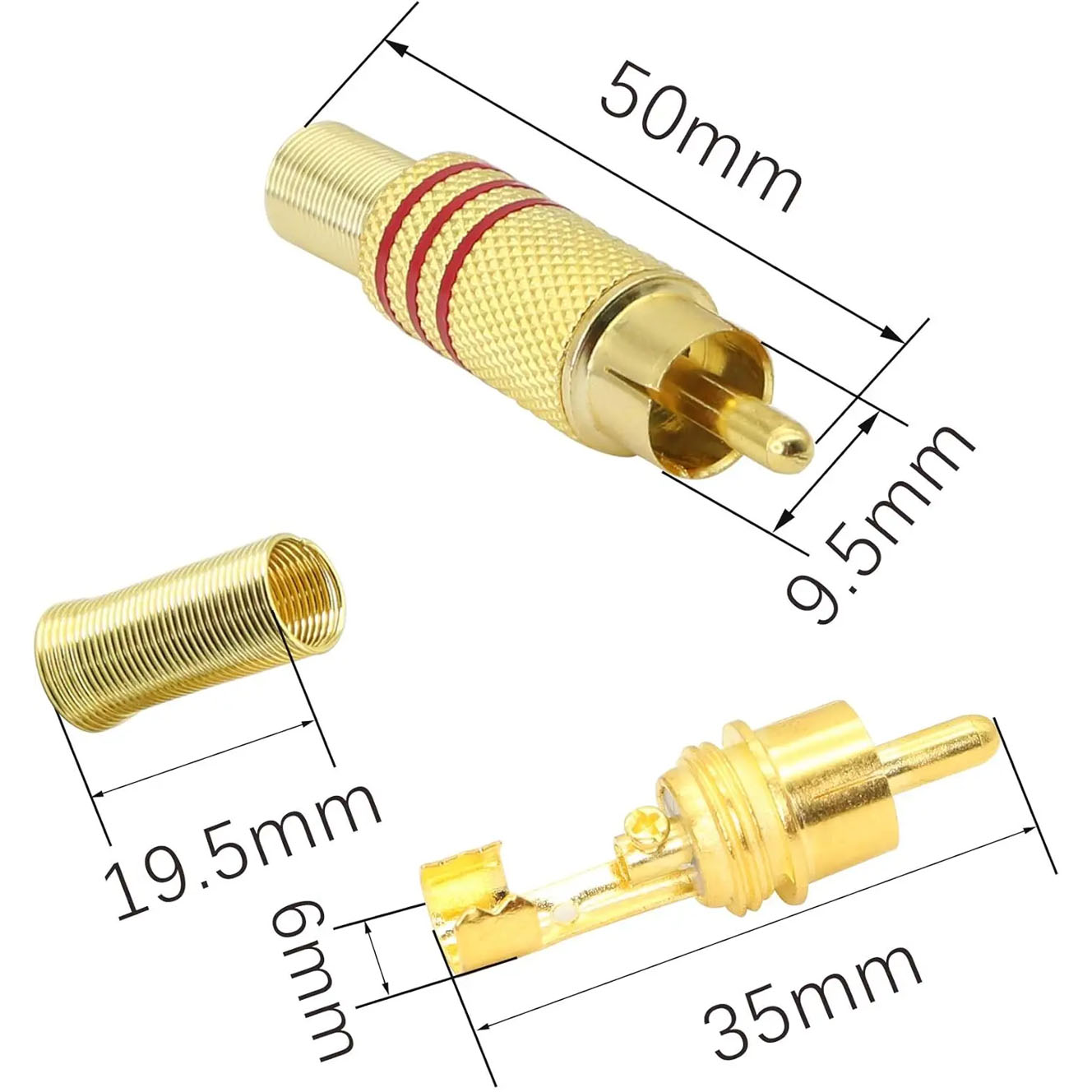 4PCS RCA Plug Gold Plated Sold - đánh giá và giá Home Cinema Solution