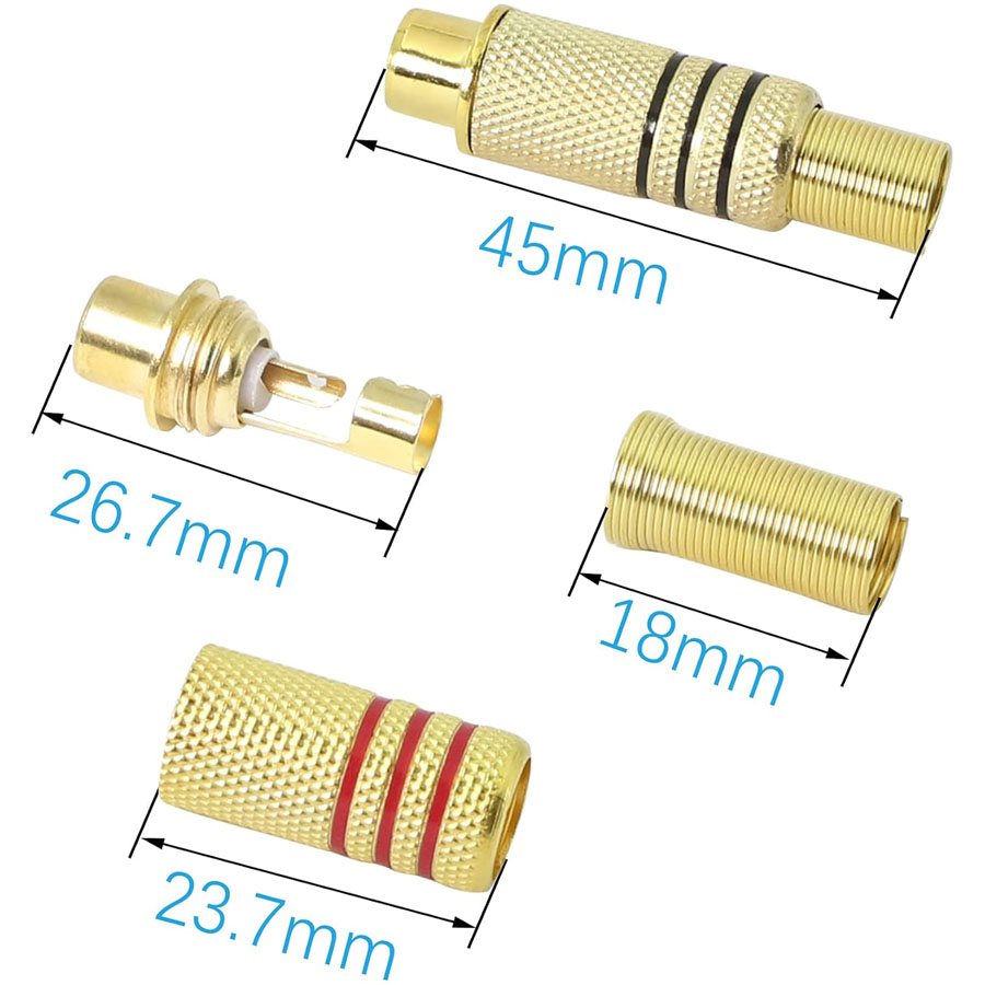 4PCS RCA Plug Gold Plated Sold - đánh giá và giá Home Cinema Solution
